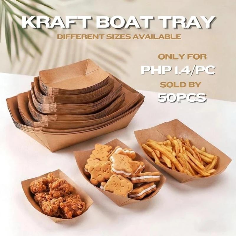 Food Packed Snacks - Disposable Kraft Paper Hotdog Boat Trays