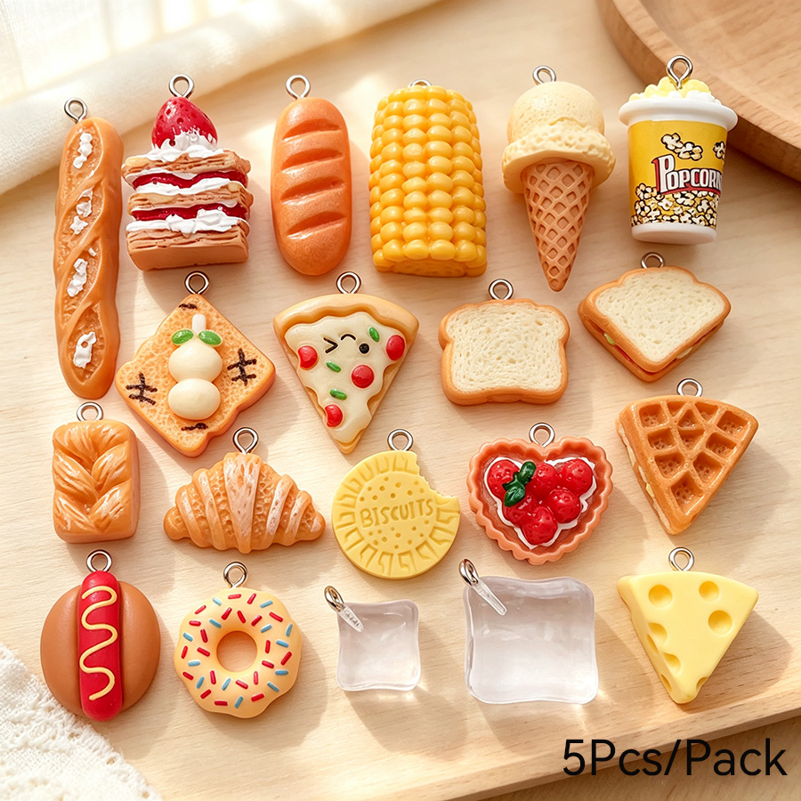Food Zinc - Simulated 5Pcs/Pack Resin Food Pendant Accessories