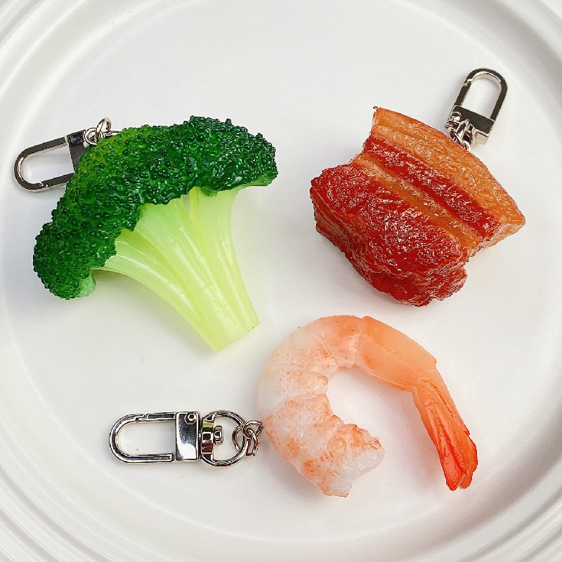 Food Zinc - Simulation Food Keychain Braised Pork Broccoli