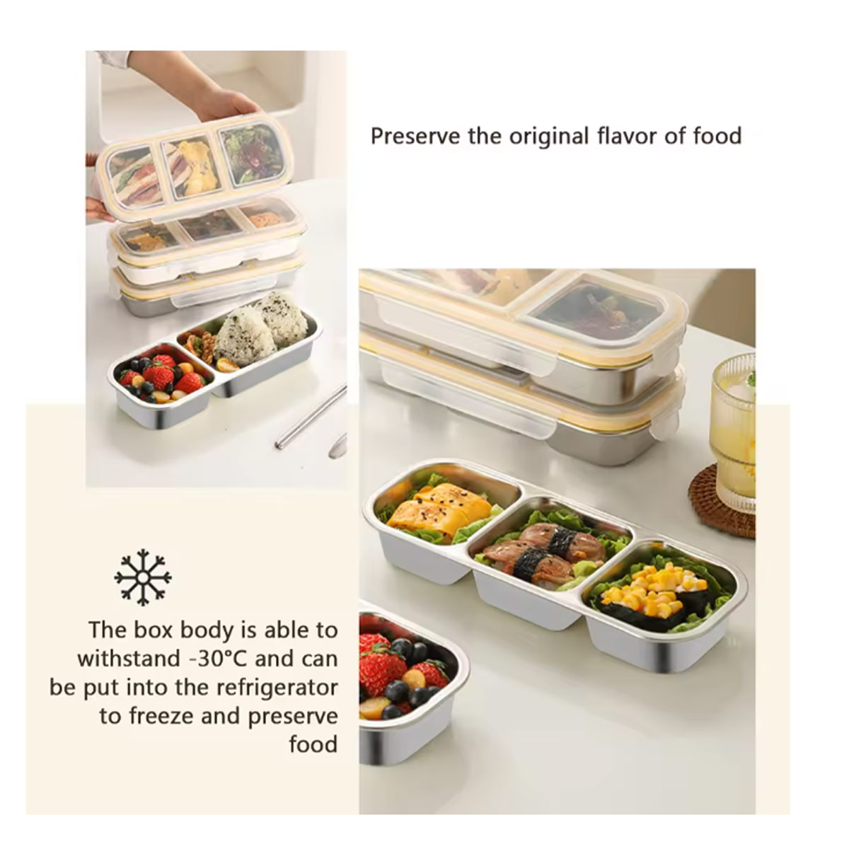 304 3-compartment stainless st - Food Snacks For Weight Loss 评论和价格