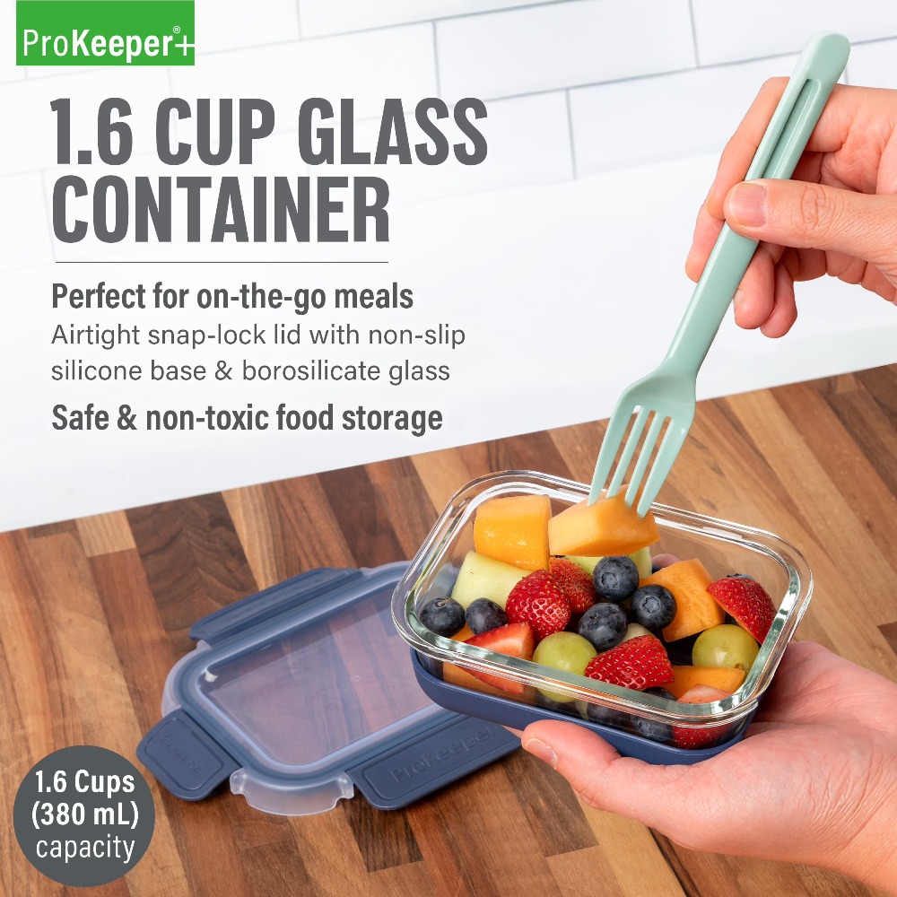 2 Pack 1.6 Cup Glass Food Stor - Food Packed Snacks 评论和价格
