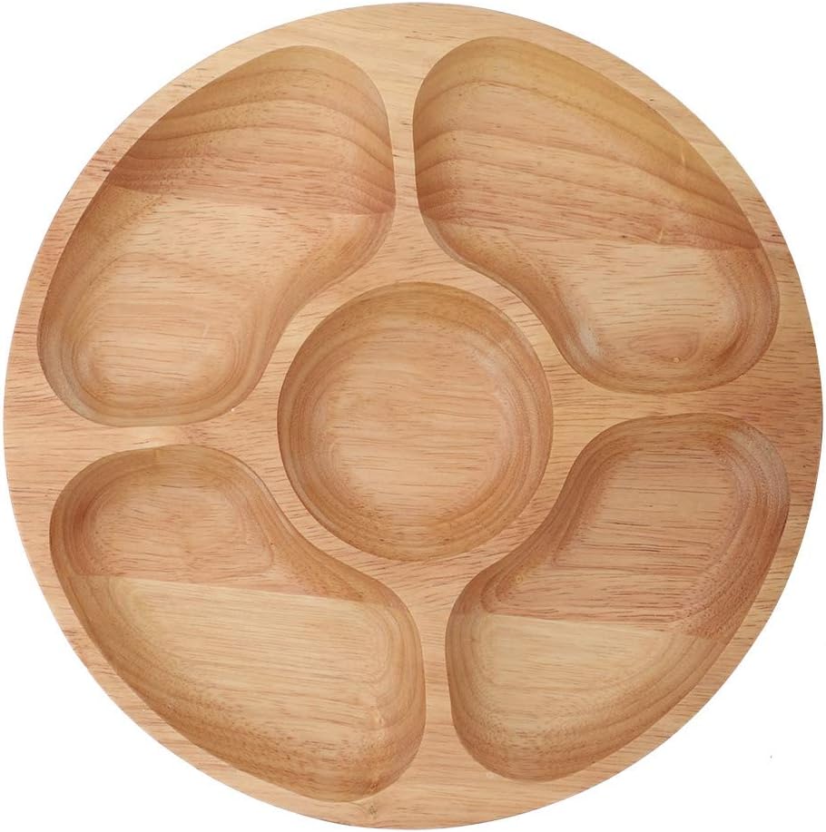 5 Sectional Tray, Wooden Divid - Food Snacks Chips 评论和价格
