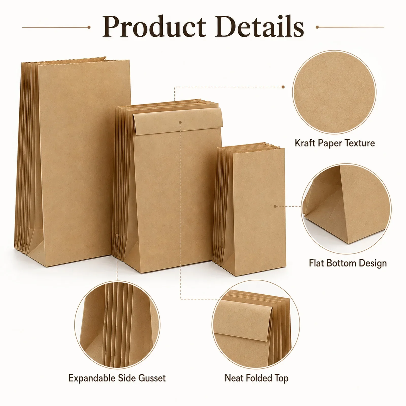 10-30Pcs Small Brown Kraft Pap - Food Day Snacks 评论和价格